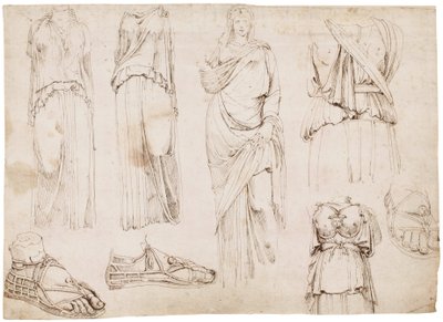 Vrouwelijke figuren en sandalen, ca. 1498-1574 door Maarten van Heemskerck (circle of)