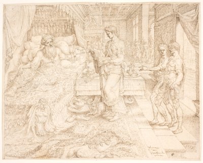 Ahasveros, toen hij niet kon slapen, raadpleegde de archieven door Maarten van Heemskerck