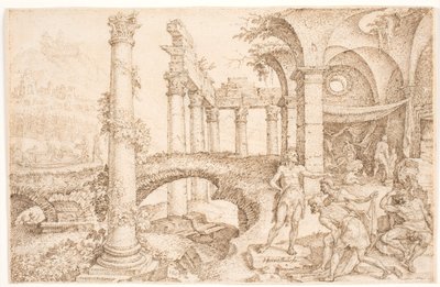 Ham bespot Noach door Maarten van Heemskerck