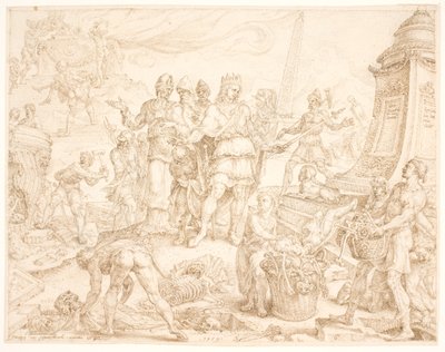 Josias beveelt dat het graf van de man Gods uit Juda gespaard moet blijven door Maarten van Heemskerck