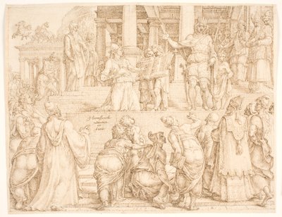 De verbondsark wordt voorgelezen aan de inwoners van Jeruzalem door Maarten van Heemskerck