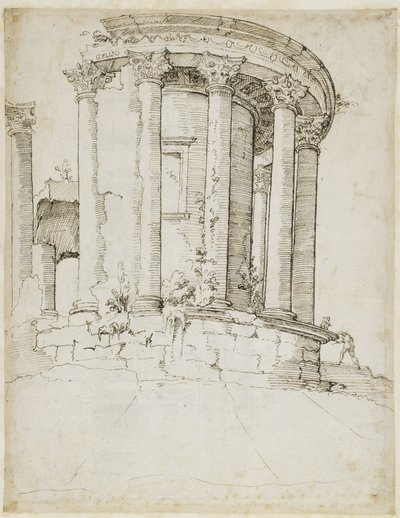 Ronde tempel in Tivoli door Maarten van Heemskerck