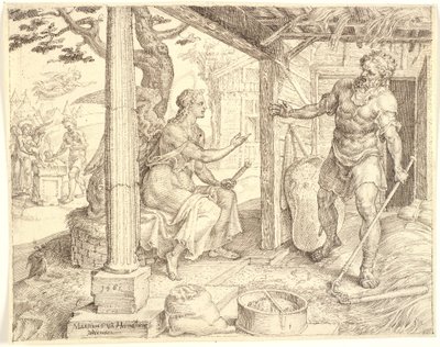 De engel verschijnt aan Gideon door Maarten van Heemskerck