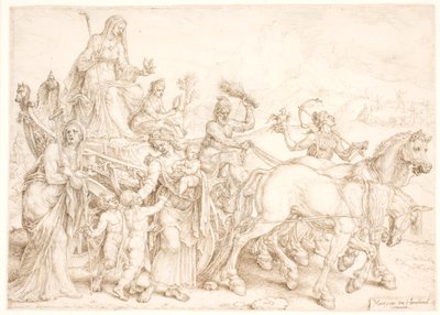 Triomfwagen. Humilitas (Nederigheid) door Maarten van Heemskerck