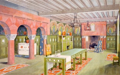 Eetkamer, prent gemaakt door Emil Hochdanz, ca. 1901 door Mackay Hugh Baillie Scott