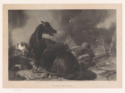 Twee cavaleriesoldaten en hun paarden geraakt bij een aanval door Maclure and Macdonald