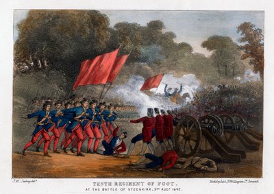 Tiende regiment voetvolk, bij de slag van Steenkerque, 3 augustus 1692 door Madeley