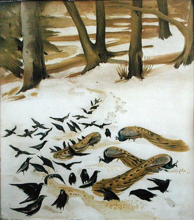 Vogels die in de sneeuw eten door Madeline Wyndham