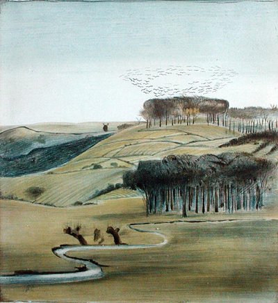 Landschap met een kudde roeken door Madeline Wyndham