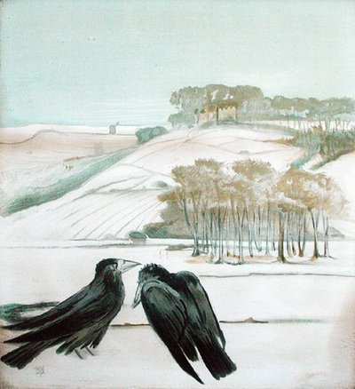 Kraaien in een landschap door Madeline Wyndham