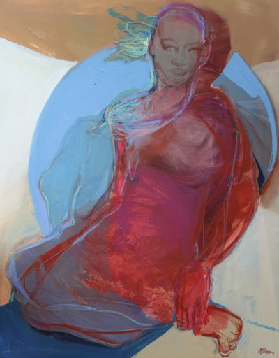 Onthuld aan zichzelf, 2025 (acryl en pastel op doek) door Madgalena Morey