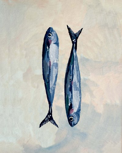Sardientjes in blauw door Madison Phipps
