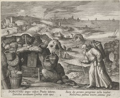 Sint Dorotheus van Gaza als kluizenaar door Maerten Vos de