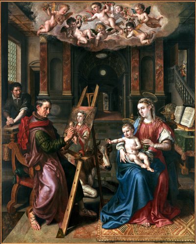 Sint Lucas Tekent de Maagd door Maerten Vos de