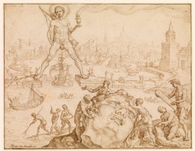 Kolossus van Rhodos, 1570 door Maerten van Heemskerck