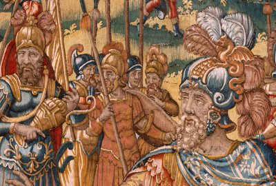 Vlaams wandtapijt. Serie Verhaal van Gideon. De Israëlieten geven hun deel van de buit aan Gideon door Maerten van Heemskerck