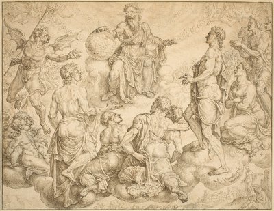 Satan Daagt God Uit om Zijn Bescherming van Job Weg te Nemen door Maerten van Heemskerck