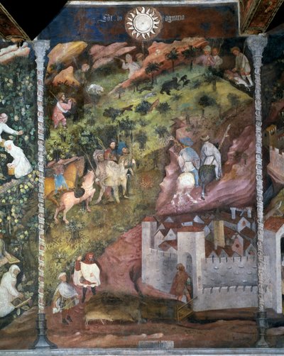 Maand november, detail uit Cyclus van de Maanden door Maestro (attr. to) Venceslao