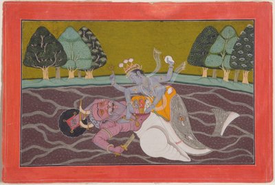 Matsya, de vis incarnatie van Vishnu, c.1745 door Mahesh