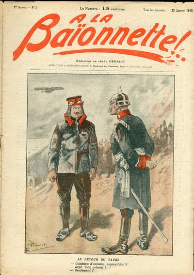 Omslag van La Baionnette, satirisch in kleuren door Henri Maigrot
