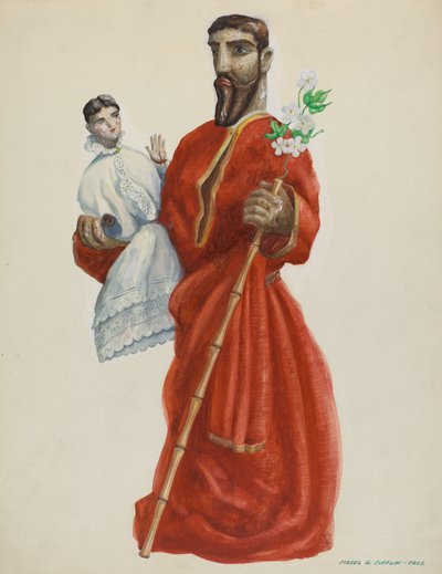 Gesneden en geschilderde Santo - San Jose door Majel G. Claflin