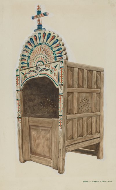 Biechtstoel, 1935-1942 door Majel G. Claflin