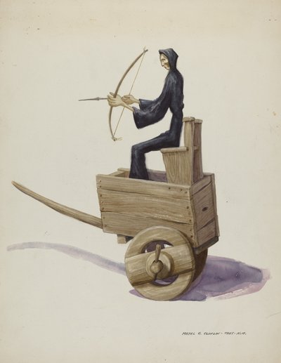 El Muerto Doodsfiguur en kar, ca. 1937 door Majel G. Claflin