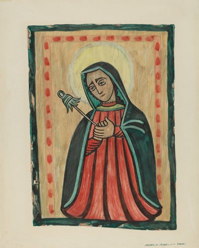 Retablo-Onze Lieve Vrouw van Smarten Nuestra Senora de los Siete Dolores, ca. 1938 door Majel G. Claflin