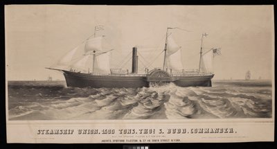 Stoomschip Union. 1500 ton, Thos S. Budd, commandant. Gebouwd voor Spofford Tileston & Co 1851 door Major and Knapp Sarony