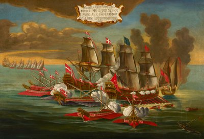 Verovering van een Turks Schip door Galeien en Schepen van de Orde onder het Bevel van Fleurigny, bij Tripoli door Maltese School
