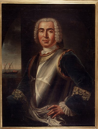 Portret van de Ridder Pierre Andre de Suffren van Saint Tropez (Saint-Trophez), baljuw van Suffren (1729-1788) - Maltese kunst - 18e eeuw, 99 x 76 cm door Maltese School