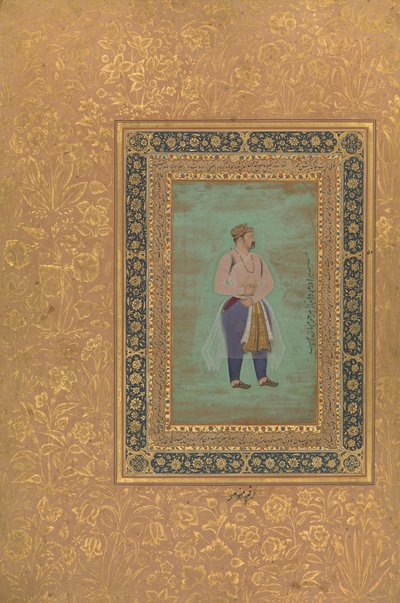 recto: Portret van Prins Danyal, Folio uit het Shah Jahan Album door Manohar