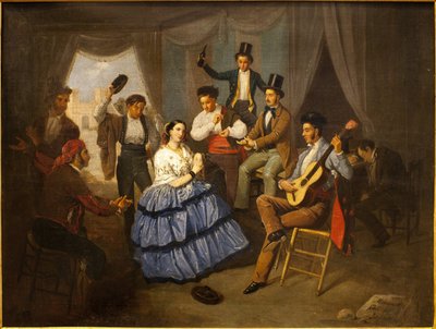 Danser in een carnavals huis door Manuel Cabral y Aguado Bejarano