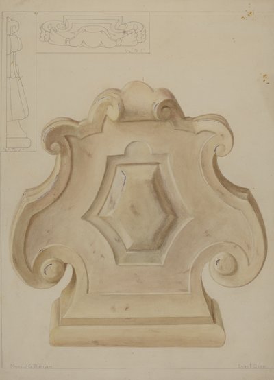 Marmeren ornament van de bovenkant van de schoorsteenmantel door Manuel G. Runyan