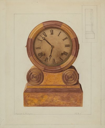 Plankklok, ca. 1937 door Manuel G. Runyan
