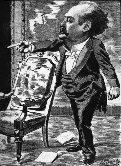 Jose Dupuis (1831-1900), acteur, fantasiekomiek. Karikatuur door de tekenaar Manuel Luque. In 