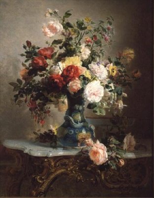 Vaas met rozen en andere bloemen door Marc Laurent Bruyas