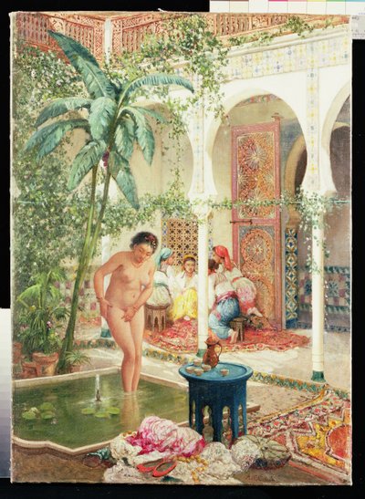 Vrouwen van de Harem bij het Zwembad door Marc Alfred Chataud