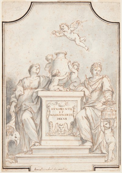 Ontwerp voor een monochroom schilderij, Kerk van Corpus Domini, Bologna, Italië door Marc Antonio Franceschini