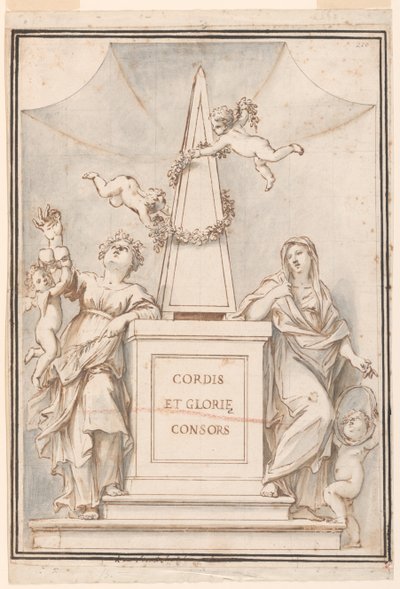 Ontwerp voor een monochroom schilderij, Kerk van Corpus Domini, Bologna, Italië door Marc Antonio Franceschini