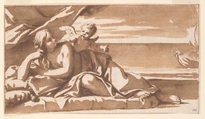 Studie voor een Bovenlicht Schilderij, Ariadne Bekijkt de Nadering van het Schip van Bacchus door Marc Antonio Franceschini