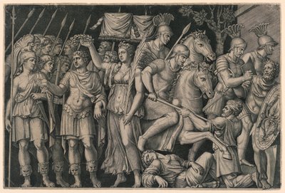 Trajanus Gekroond door Overwinning door Marc Antonio Raimondi