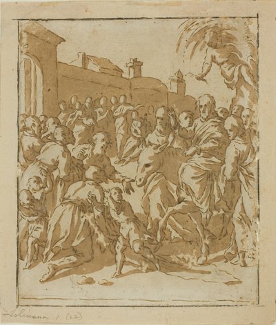 Christus betreedt Jeruzalem door Marcantonio Bassetti