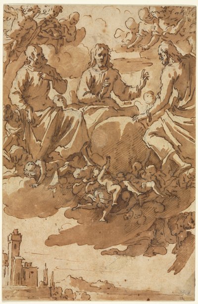 Christus in Glorie met Twee Heiligen, eerste derde 17e eeuw door Marcantonio Bassetti
