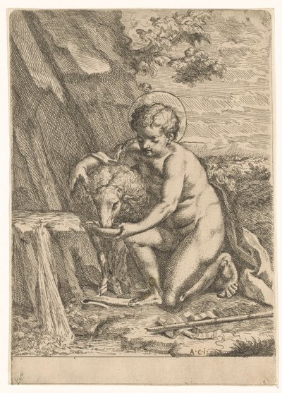 Johannes de Doper als kind door Marcantonio Bellavia