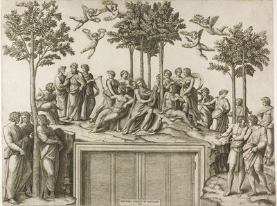 Apollo op Parnassus door Marcantonio Raimondi