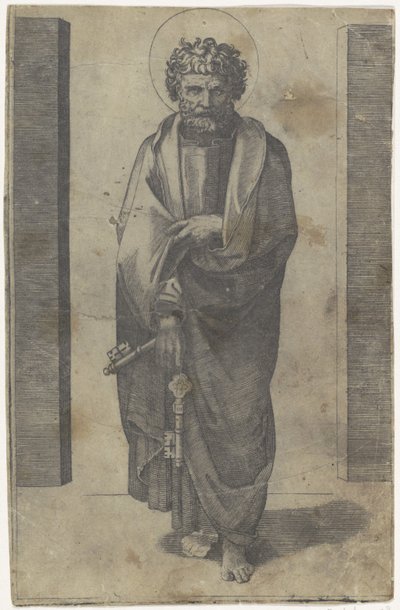 Apostel Petrus met sleutels door Marcantonio Raimondi