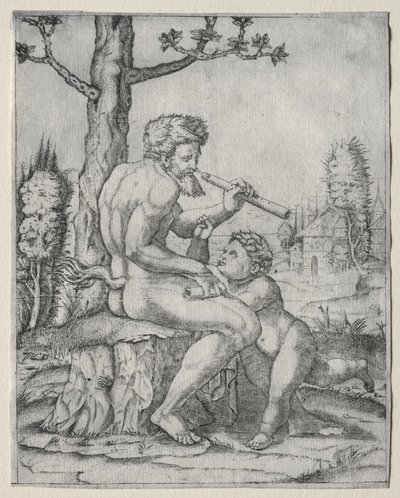 Faun en Kind, ca. 1509 door Marcantonio Raimondi