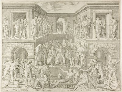 Martelaarschap van Sint Laurentius door Marcantonio Raimondi