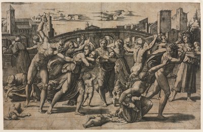 De kindermoord met de spar, c. 1511-1512 door Marcantonio Raimondi